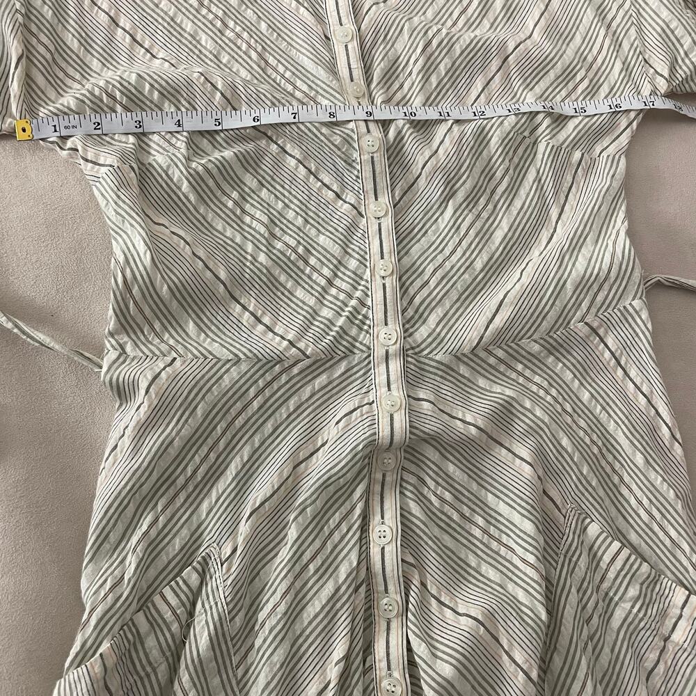 French Connection Striped Button Front Dress Prairie Cottagecore Vibe Size 4 - Picture 8 of 12